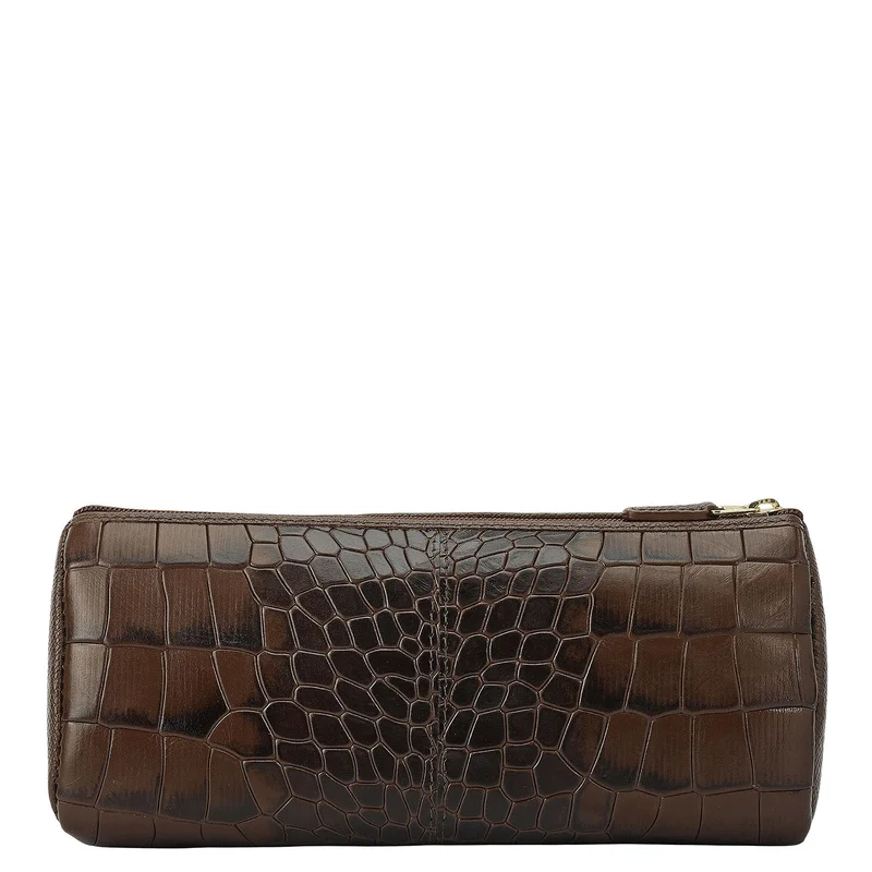Da Milano Walnut Croco Leather Multi Pouch - Walnut  | Best Price UAE